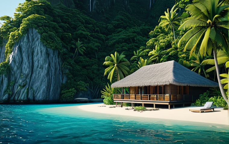Image Prompt 1: Serene Island Retreat with Marine Life**